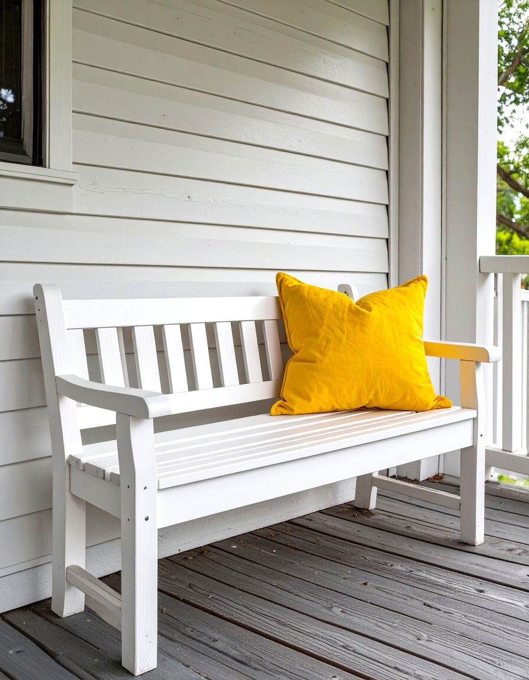 A Simple Wooden Bench for a Small Front Porch - 30 small front porch ideas on a budget