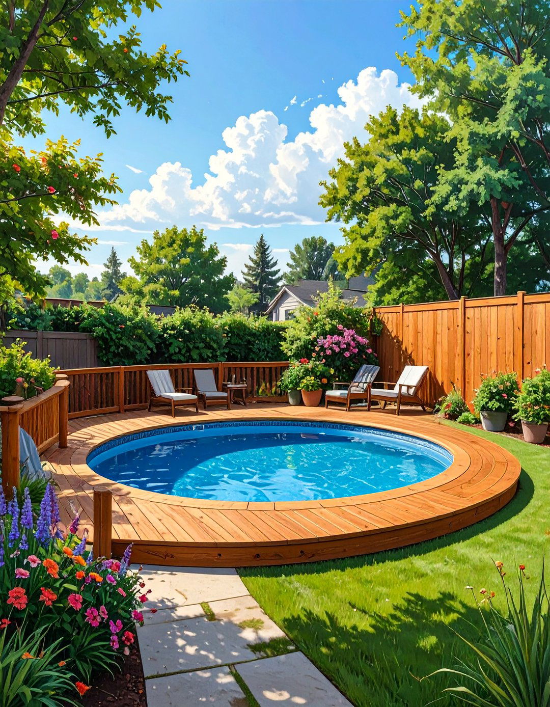 A Simple Wraparound Deck - 30 above ground pool deck ideas on a budget