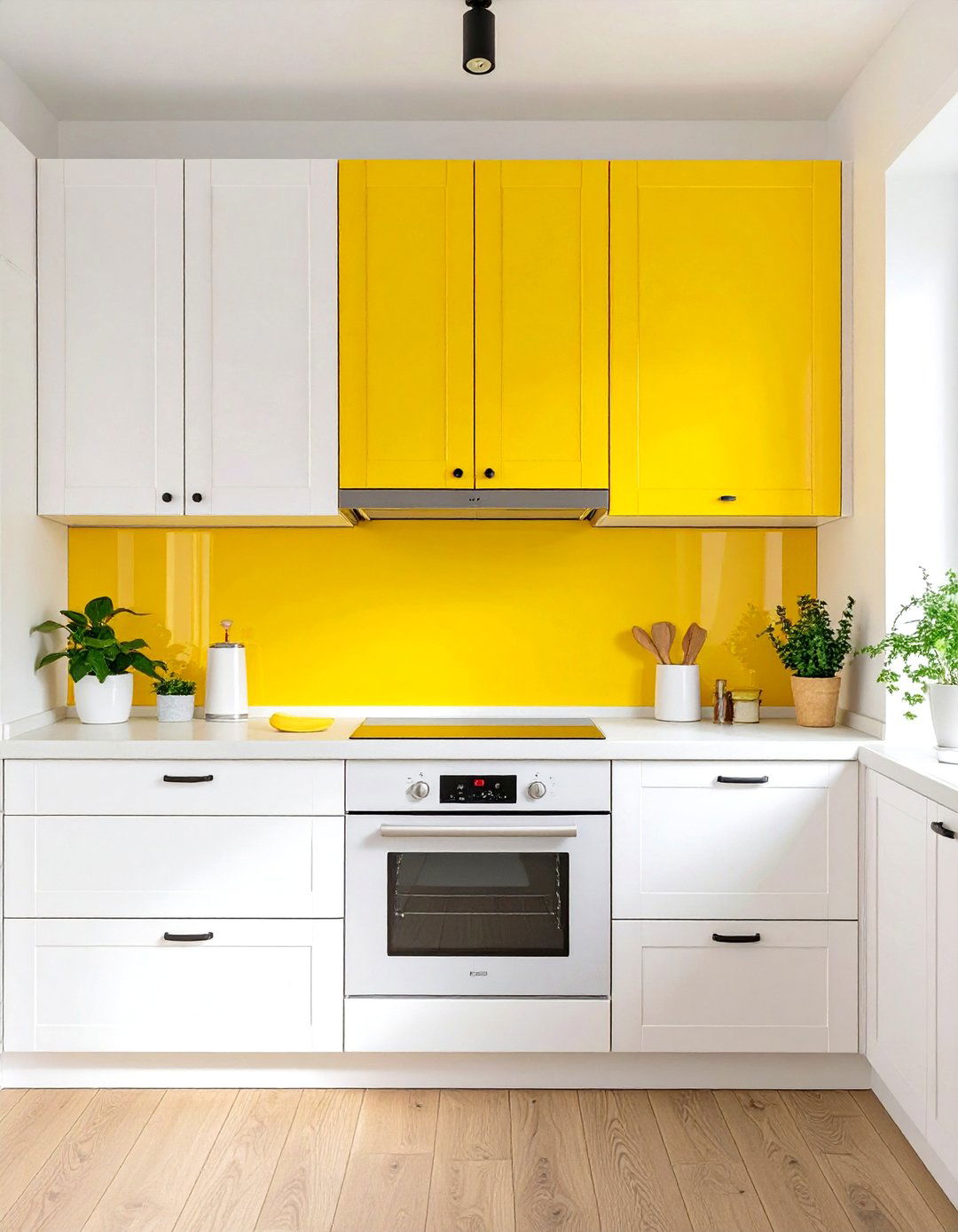 A Single Accent Cabinet in a Bright Color - 30 two tone kitchen cabinet ideas