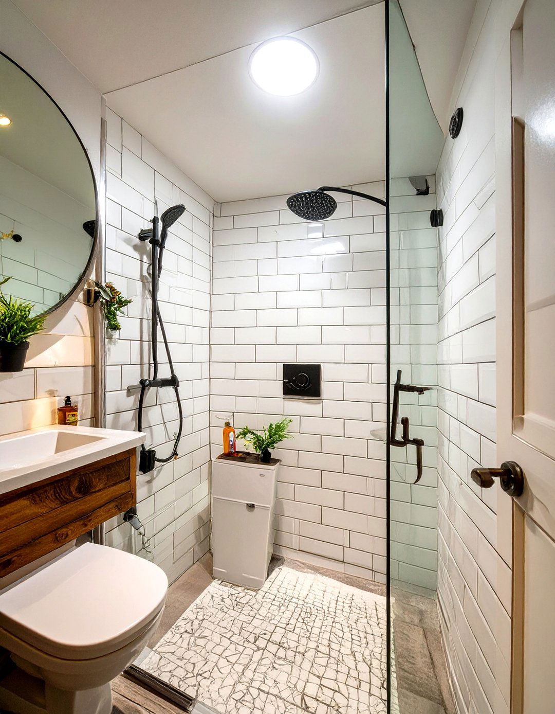 A Single Central Shower Light - 30 shower lighting ideas