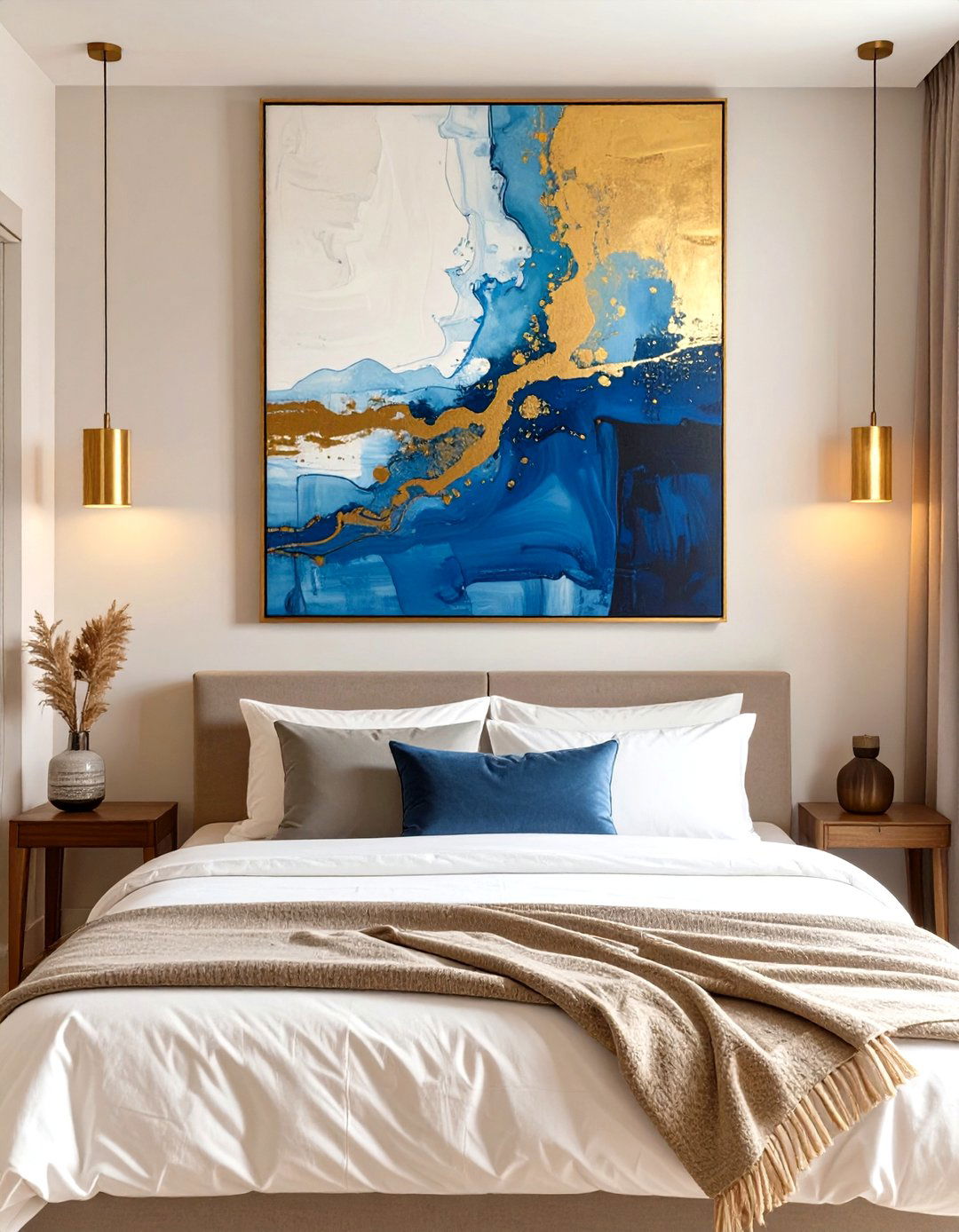 A Single Large Piece of Artwork - 30 small bedroom decorating ideas