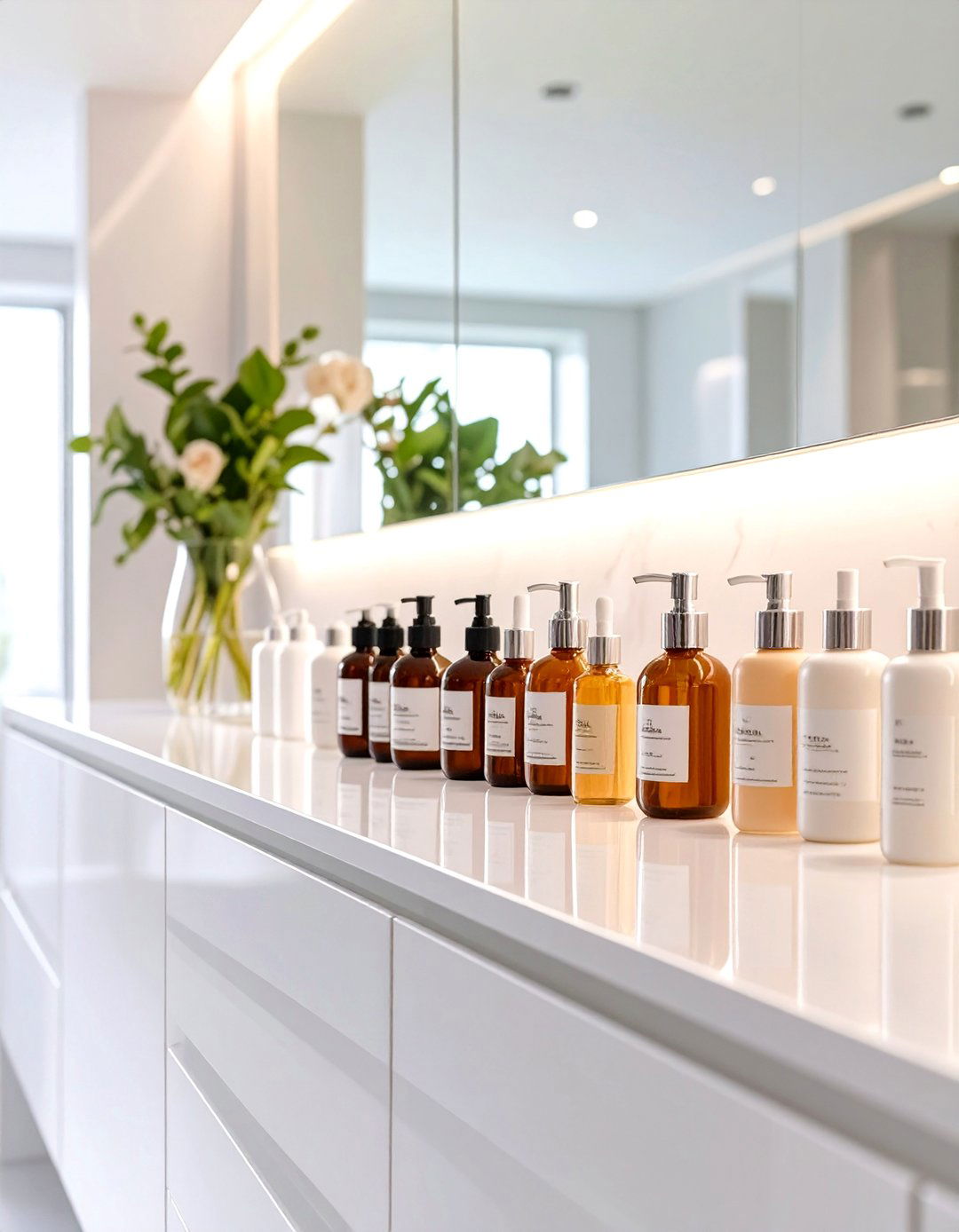 A Single Long Shelf - 30 bathroom counter organization ideas