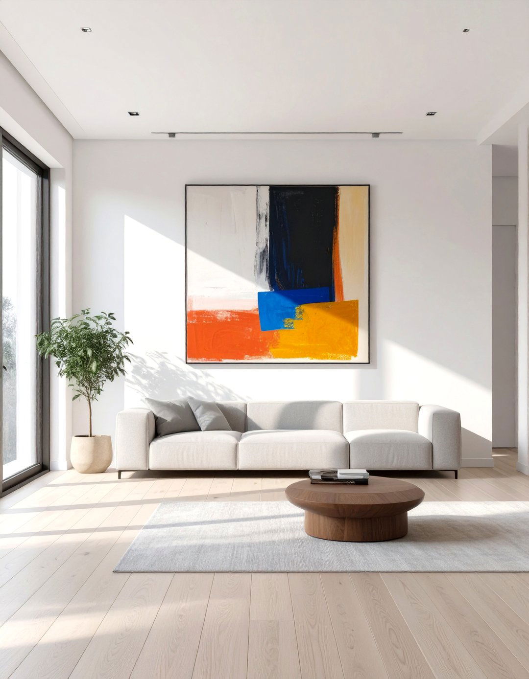 A Single Oversized Art Piece - 30 interior design for a minimalist home ideas