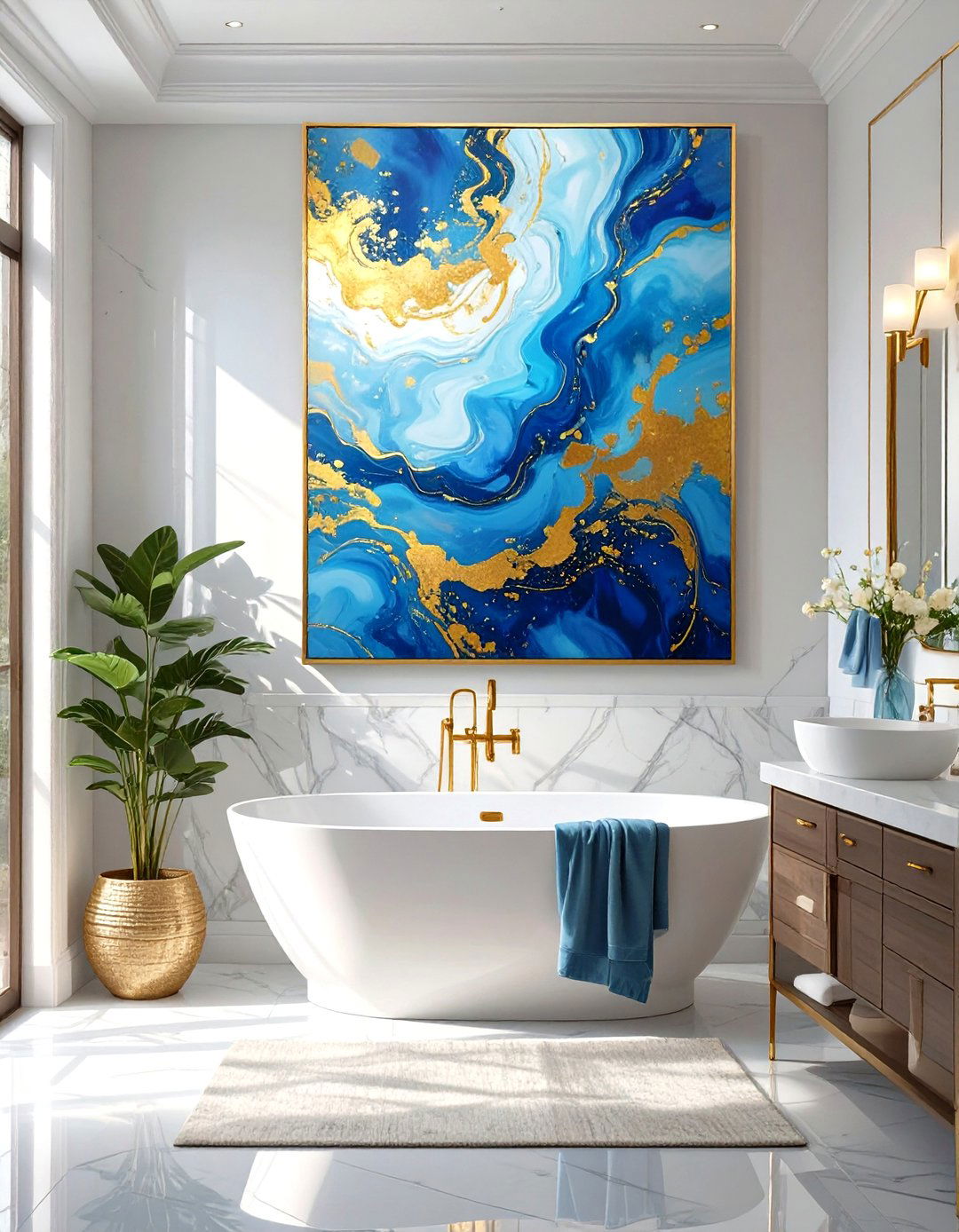 A Single Piece of Large Art - 30 very small small half bathroom ideas