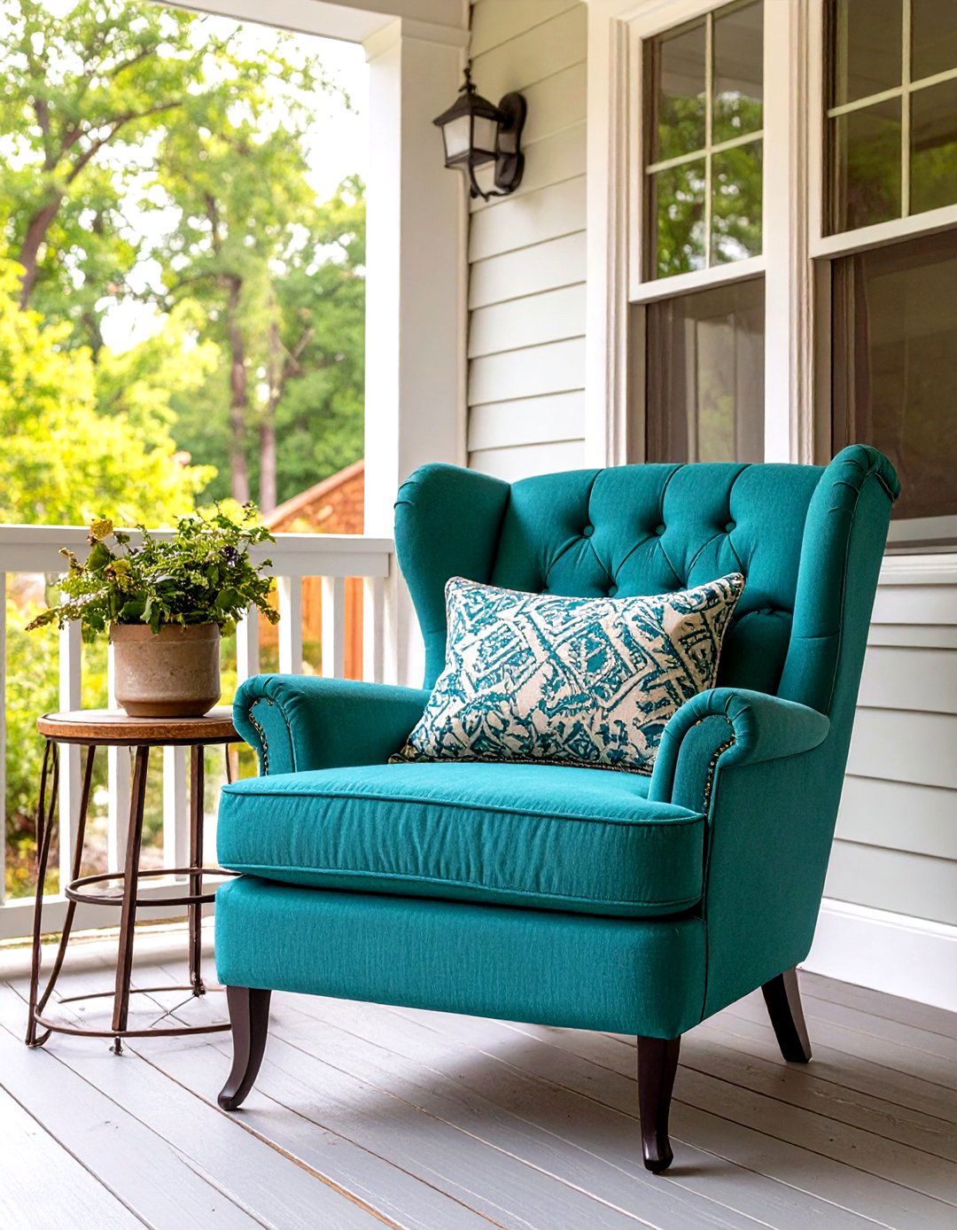 A Single Statement Armchair on a Small Porch - 30 small back porch ideas