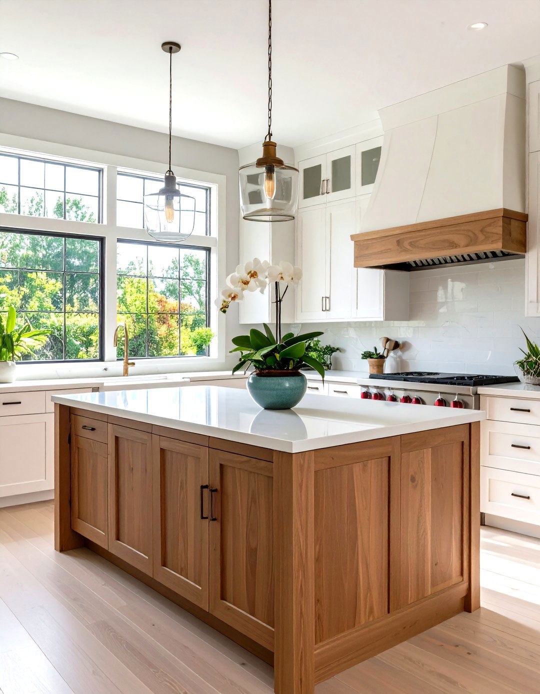 A Single Statement Plant - 30 kitchen island centerpiece ideas