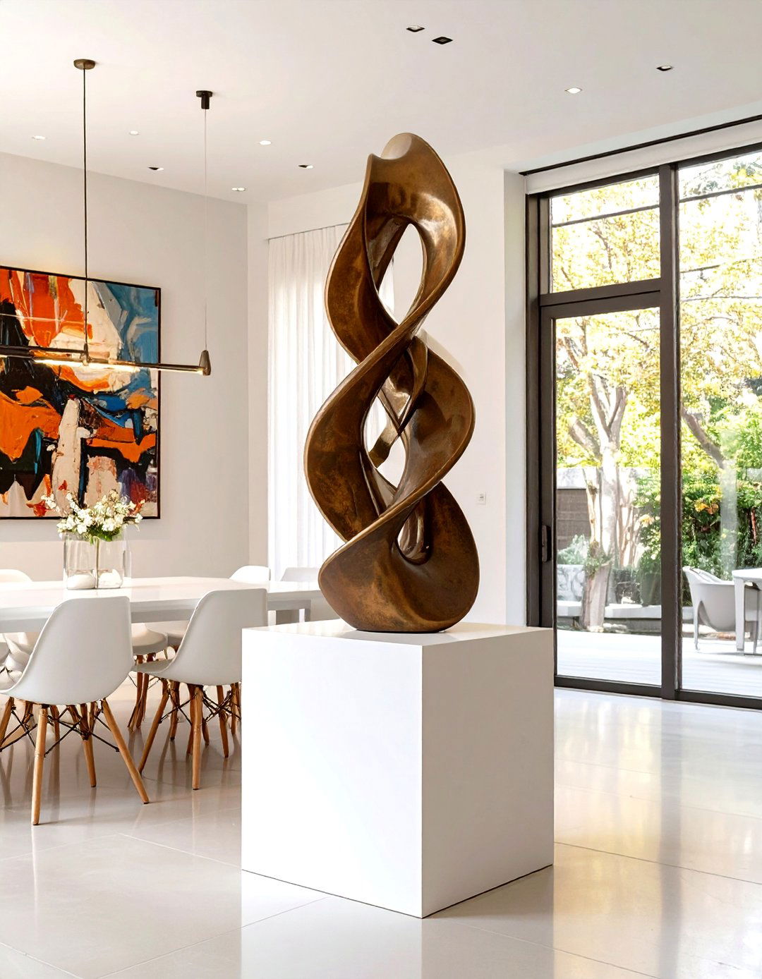 A Single Statement Sculpture - 30 dining room art ideas