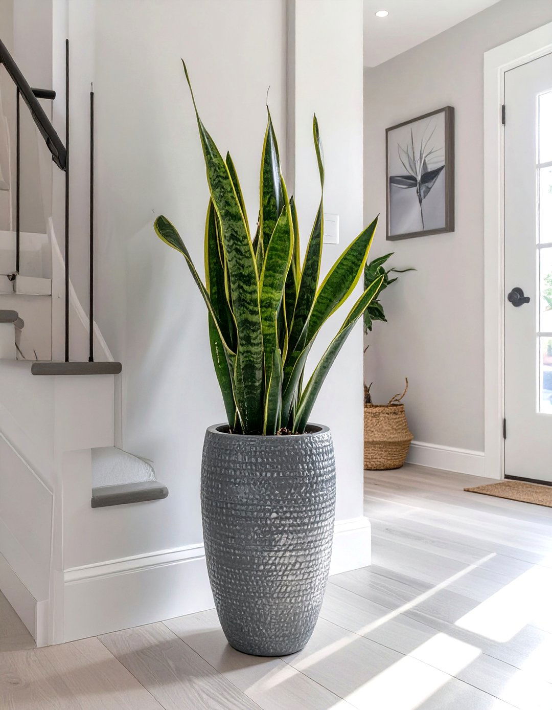 A Single Tall Houseplant - 30 small entryway design ideas