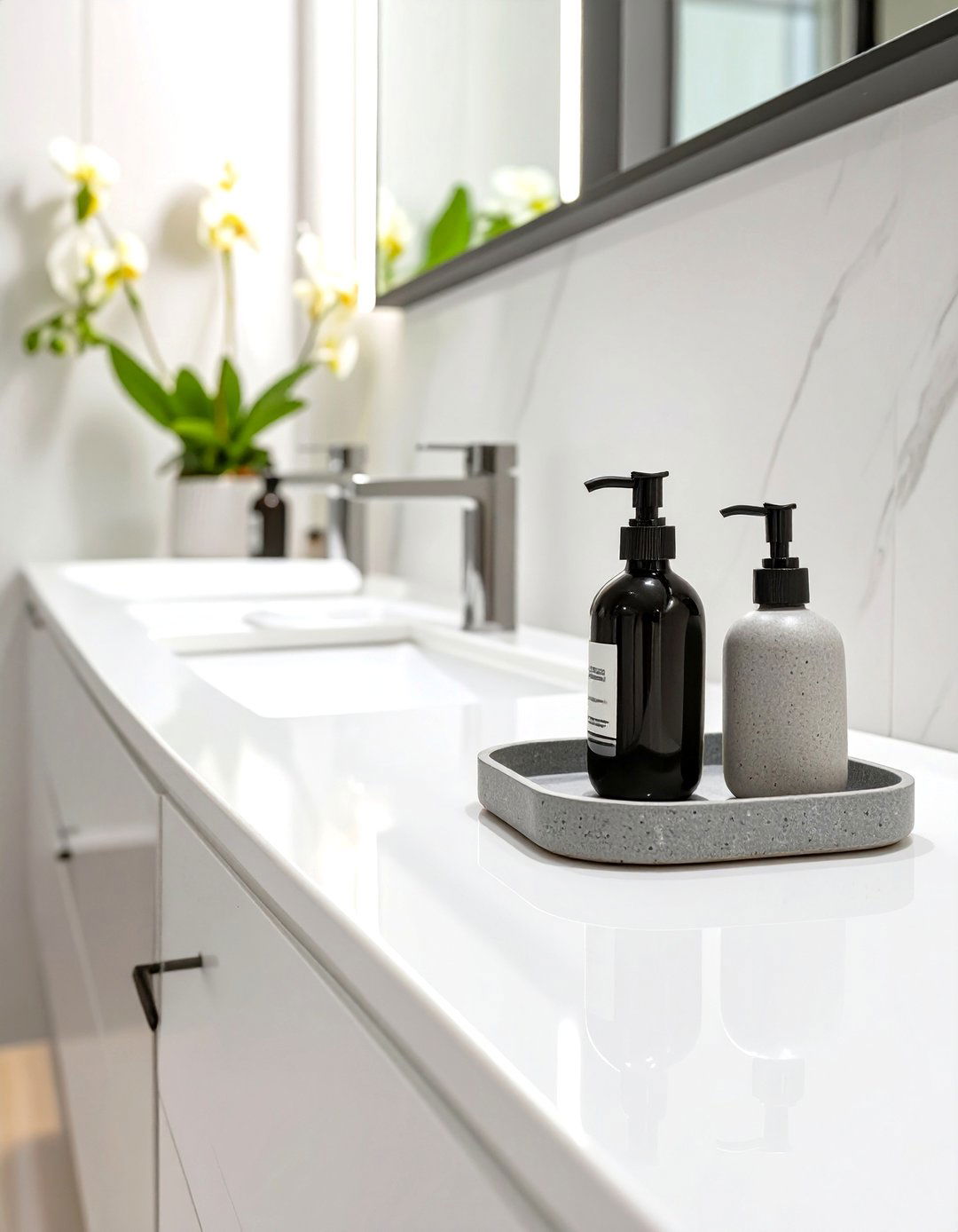 A Single Uncluttered Countertop - 30 small modern bathroom ideas