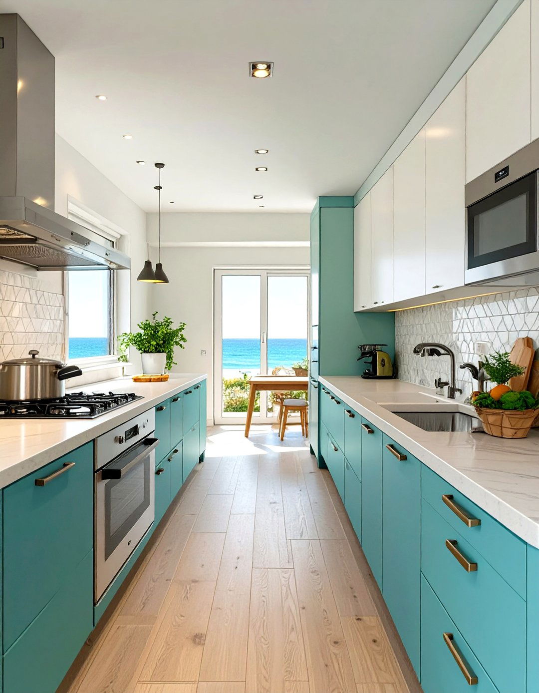 A Single Wall Kitchen Design - 30 small coastal kitchen ideas