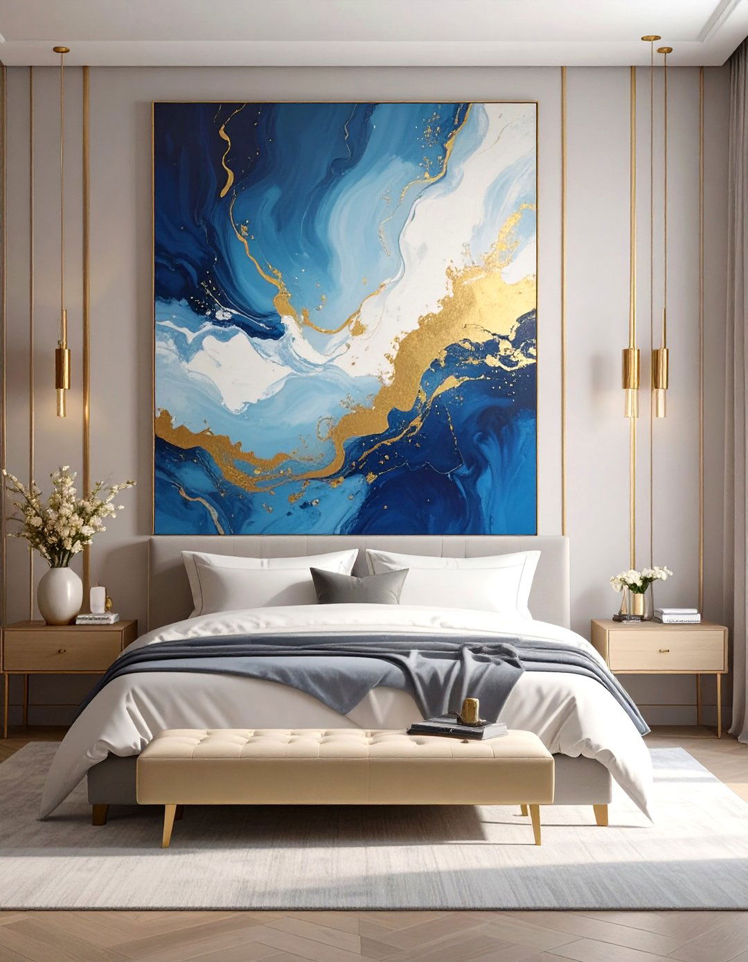 A Singular Piece of Large Art - 30 small master bedroom ideas