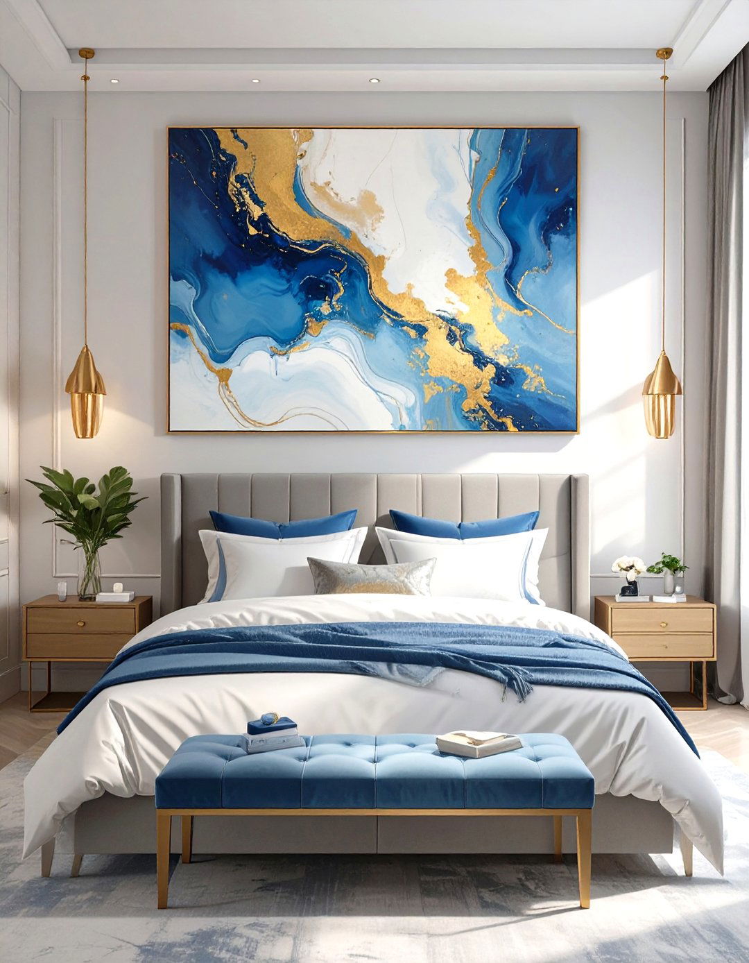 A Singular Statement Art Piece in Small Bedrooms - 30 small bedroom decor ideas