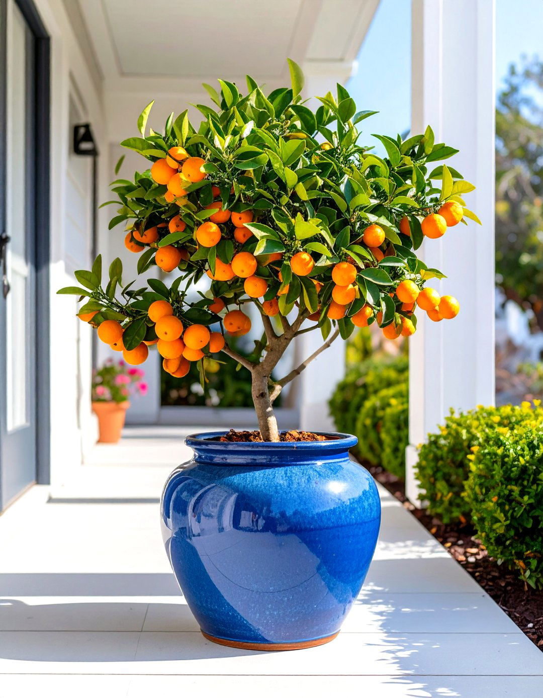 A Singular Statement Tree in a Large Pot - 30 small front porch landscaping ideas