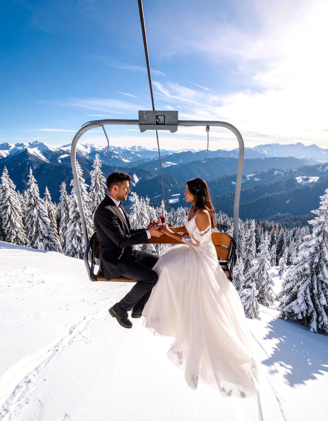 A Ski Lift Proposal with Snowy Views - 30 outdoor proposal ideas