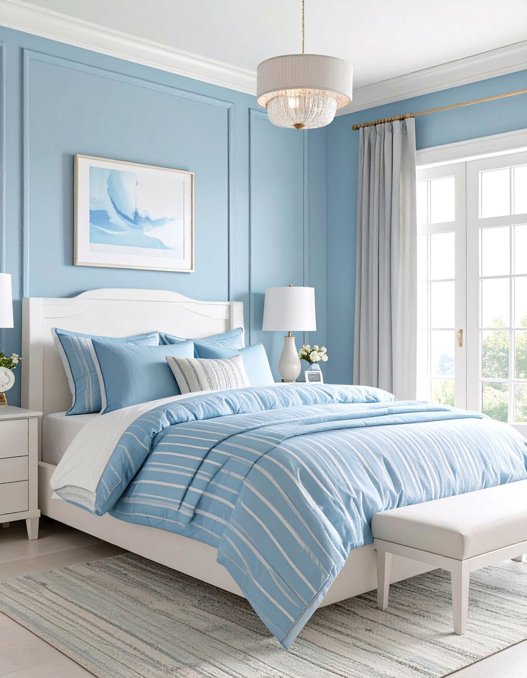 A Sky Blue and White Bedroom - 30 colorful bedroom ideas