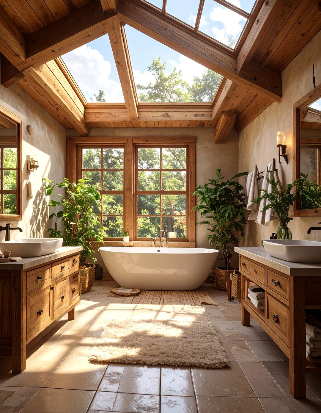 A Skylight Lit Bathroom Sanctuary - 30 cabin bathroom ideas