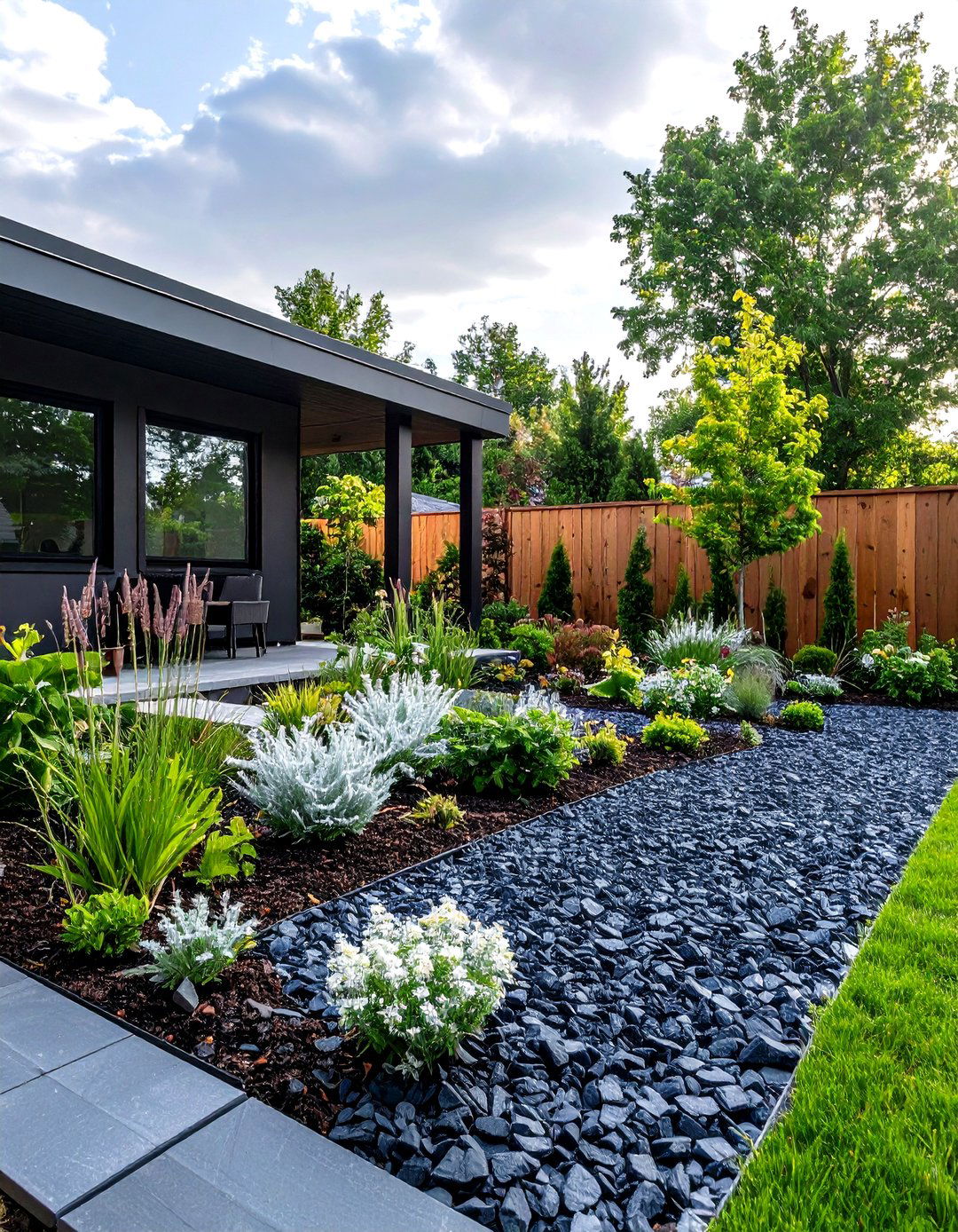 A Slate Chip Mulch for Modern Gardens - 30 garden ideas with rocks