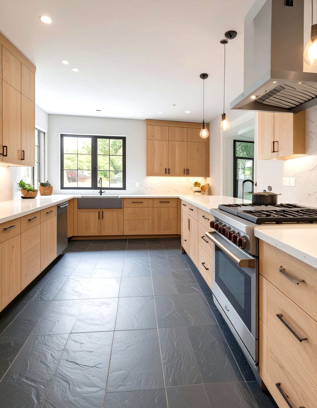 A Slate Tile Kitchen Floor - 30 interior design with sustainable materials ideas