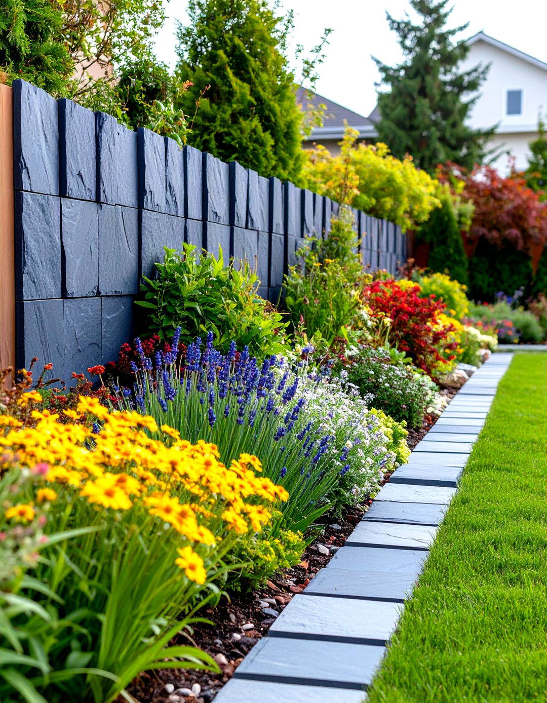 A Slate Tile Upright Garden Border - 30 garden border ideas
