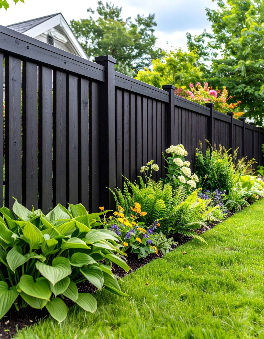 A Sleek Black Horizontal Fence - 30 backyard fencing ideas