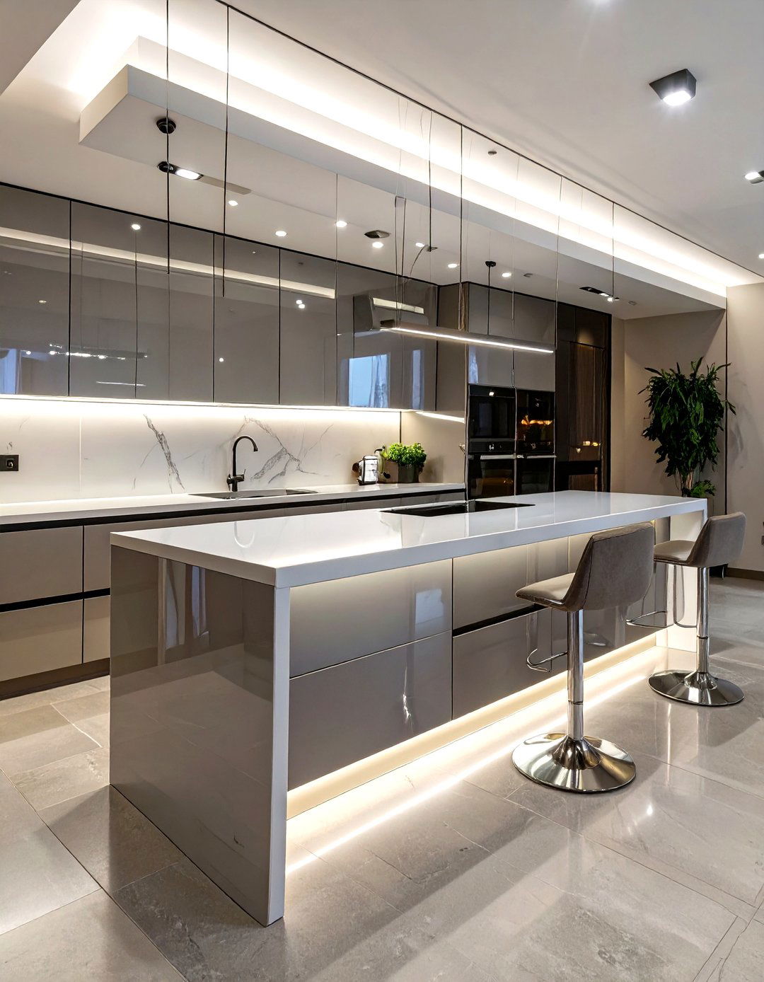 A Sleek Modern Entertainment Bar - 30 basement ideas with bar