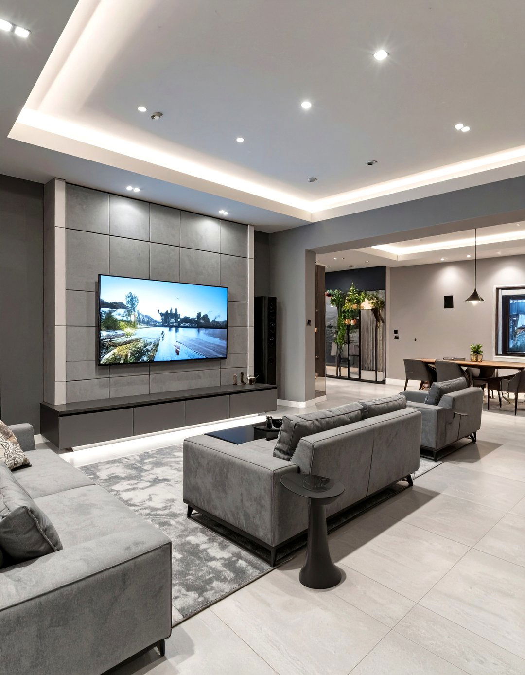 A Sleek Modern Media Lounge - 30 basement finishing ideas