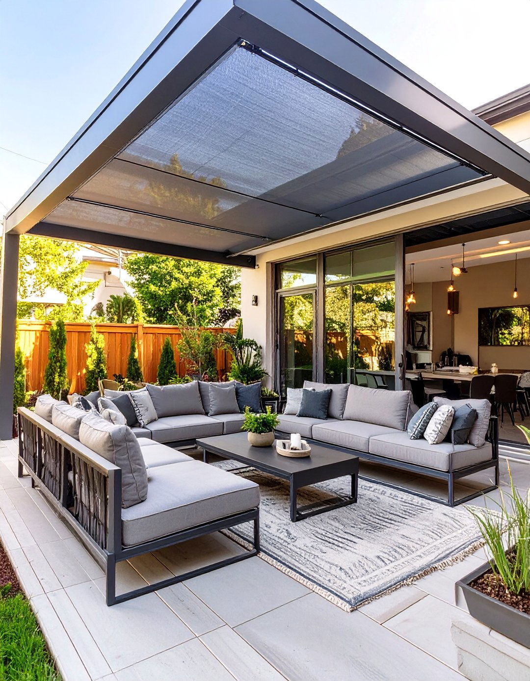 A Sleek Motorized Screen System - 30 backyard patio enclosure ideas