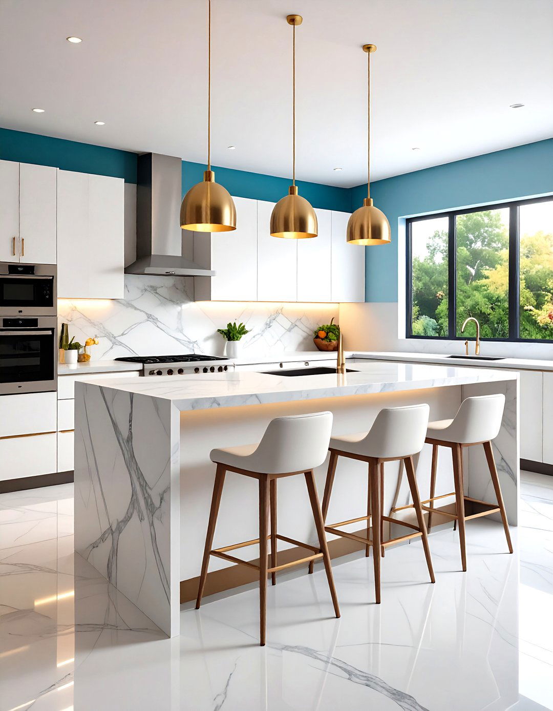 A Sleek Waterfall Kitchen Island Bar - 30 kitchen bar ideas