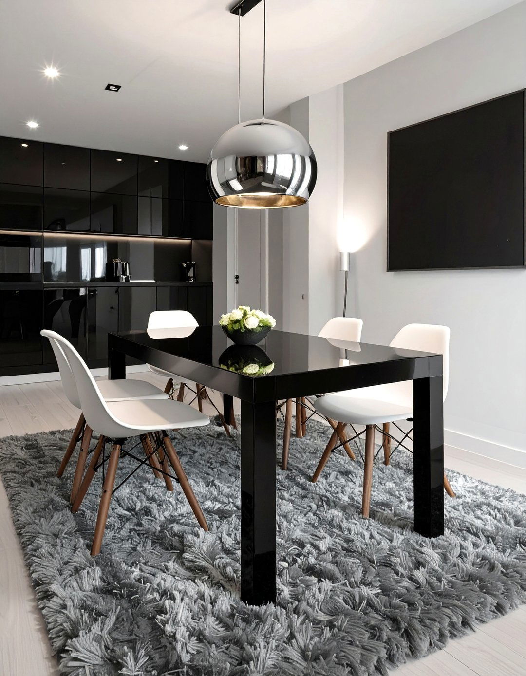 A Sleek and Modern Monochromatic Dining Room - 30 apartment dining room ideas