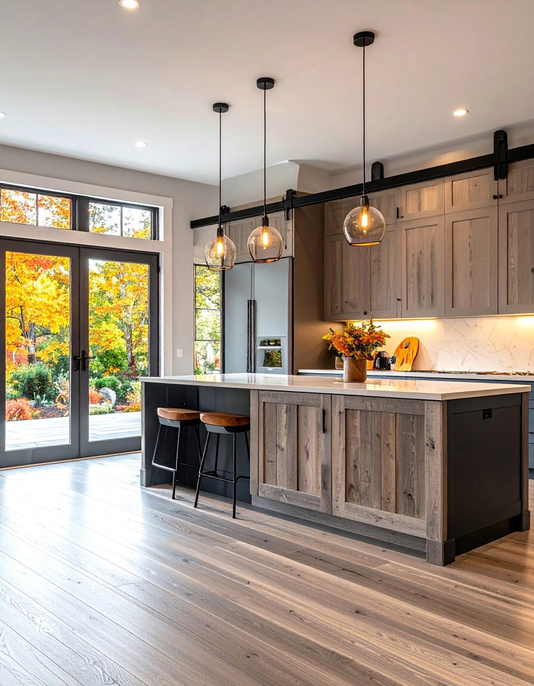 A Sliding Barn Door for the Pantry - 30 rustic kitchen ideas