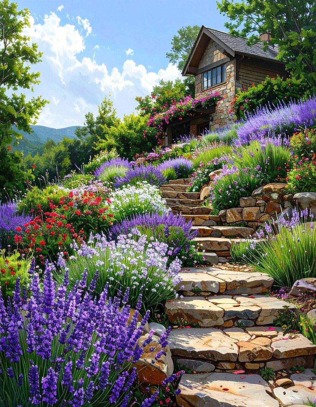 A Sloped Hillside Perennial Garden - 30 front house full sun perennial garden designs