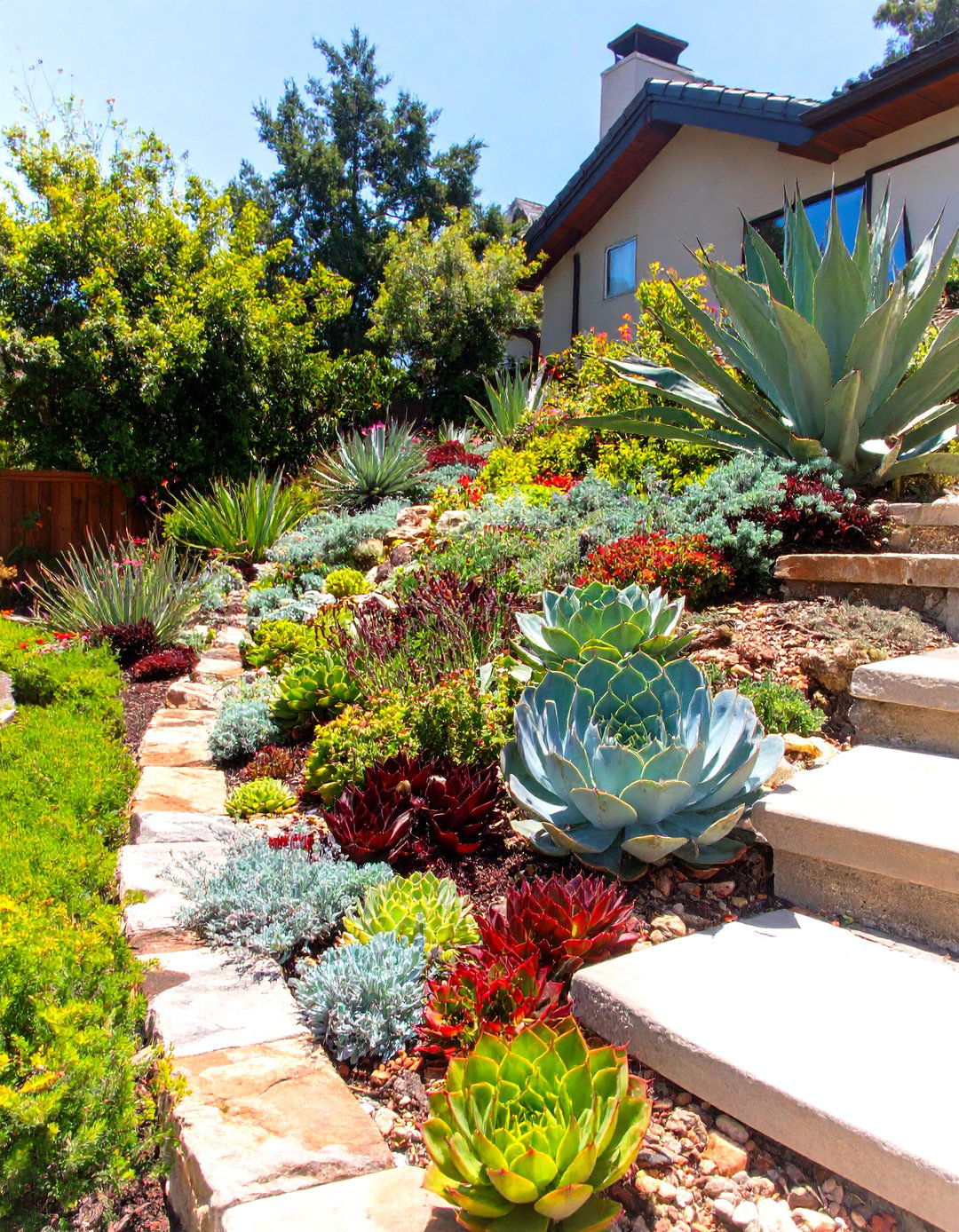 A Sloped Succulent Garden - 30 sloped backyard ideas