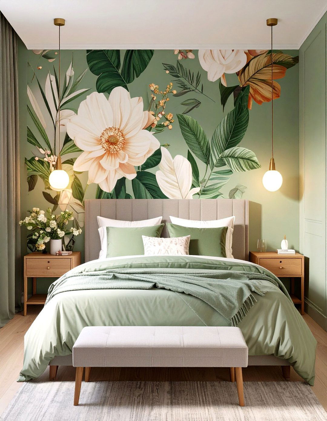 A Small Bedroom Accent Wall with Bold Wallpaper - 30 small bedroom decorating ideas