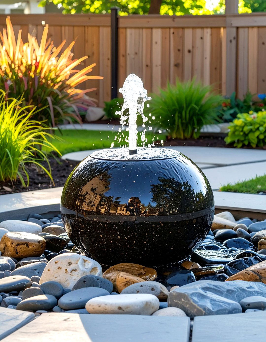 A Small Bubbling Fountain Feature - 30 small area cheap simple front yard landscaping ideas