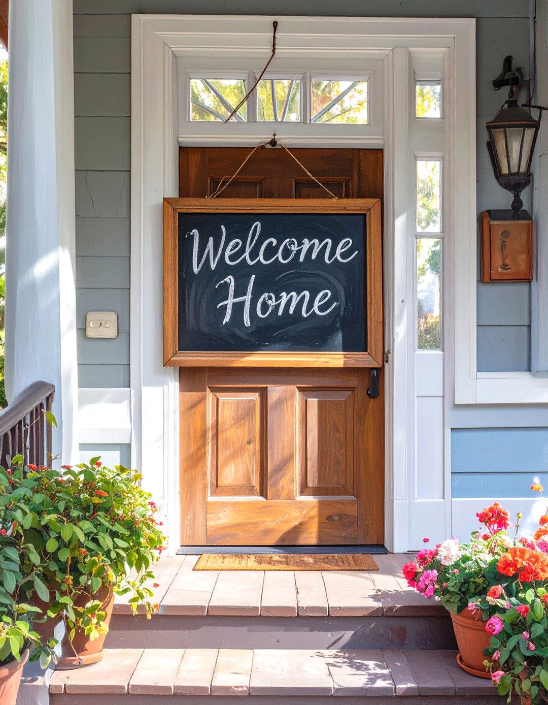 A Small Chalkboard Sign - 30 very small front porch decorating ideas