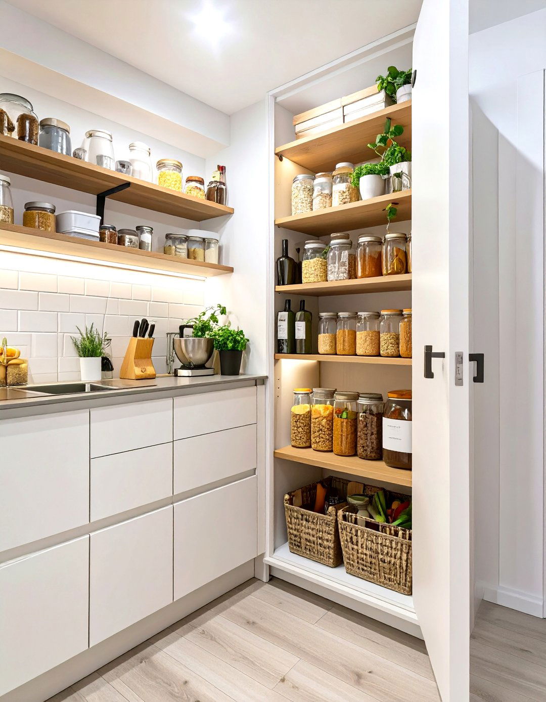 A Small Kitchen Layout with a Pull Out Pantry - 30 small kitchen layout ideas