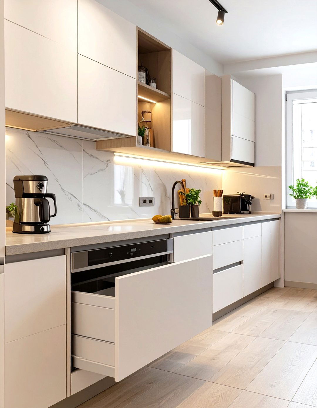 A Small Kitchen Layout with an Appliance Garage - 30 small kitchen layout ideas