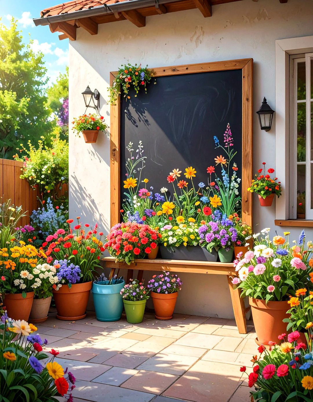 A Small Outdoor Chalkboard for a Patio Wall - 30 small patio ideas on a budget