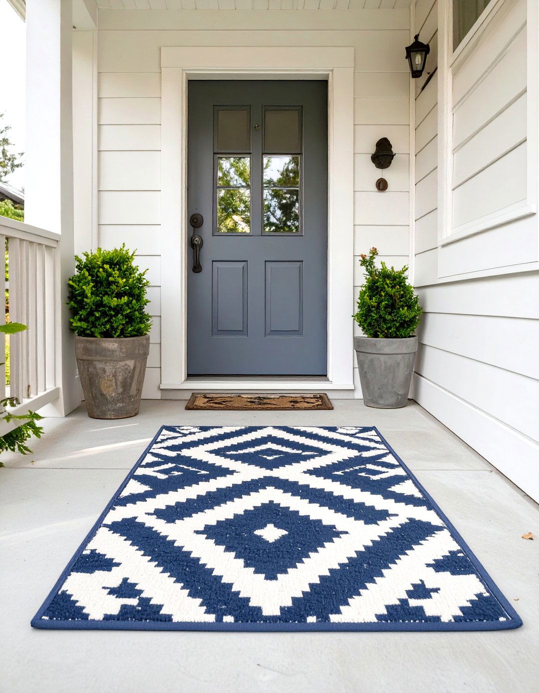 A Small Outdoor Rug - 30 very small front porch decorating ideas