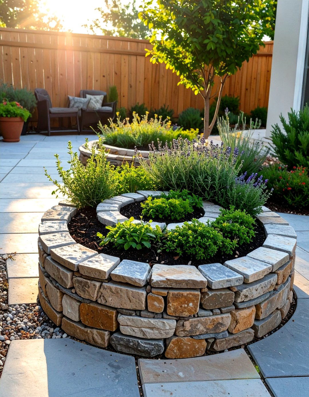 A Small Patio Herb Spiral - 30 small patio ideas on a budget