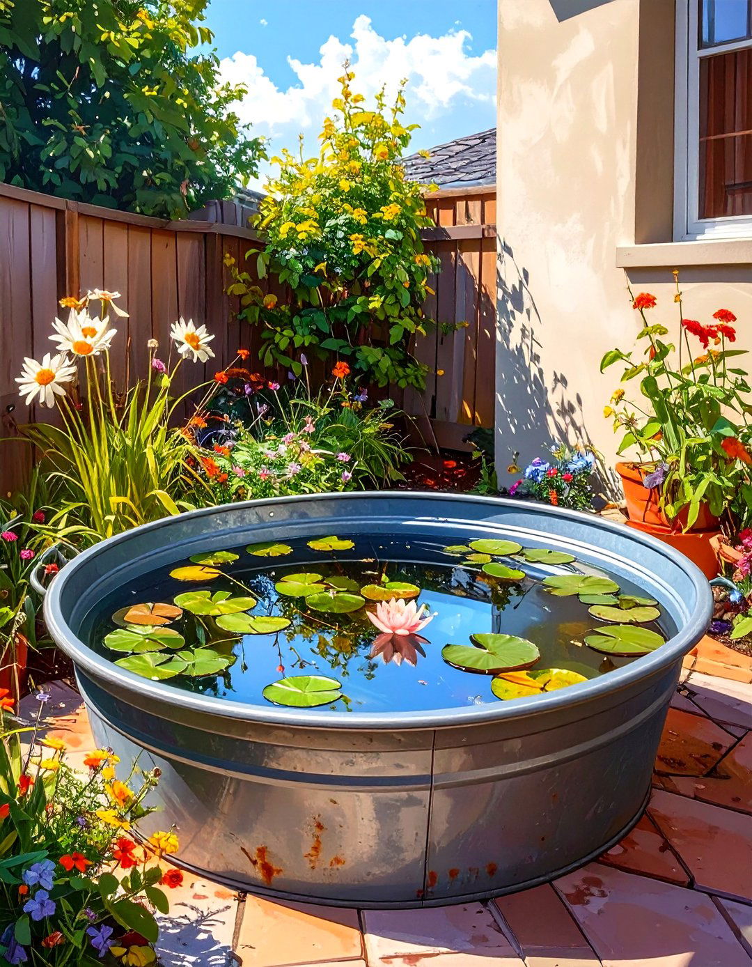 A Small Pond in a Tub - 30 simple garden ideas