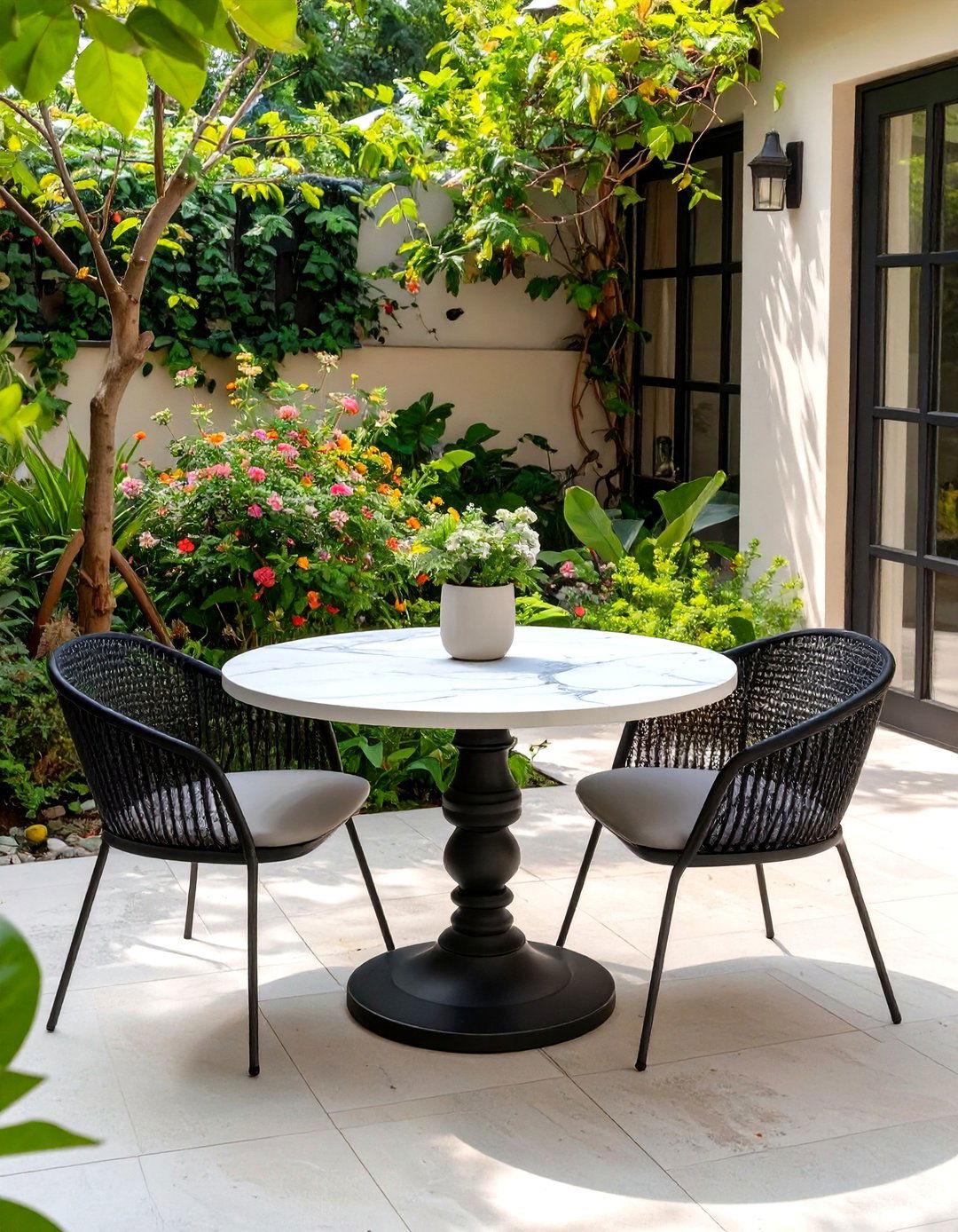 A Small Round Dining Table - 30 small patio furniture ideas