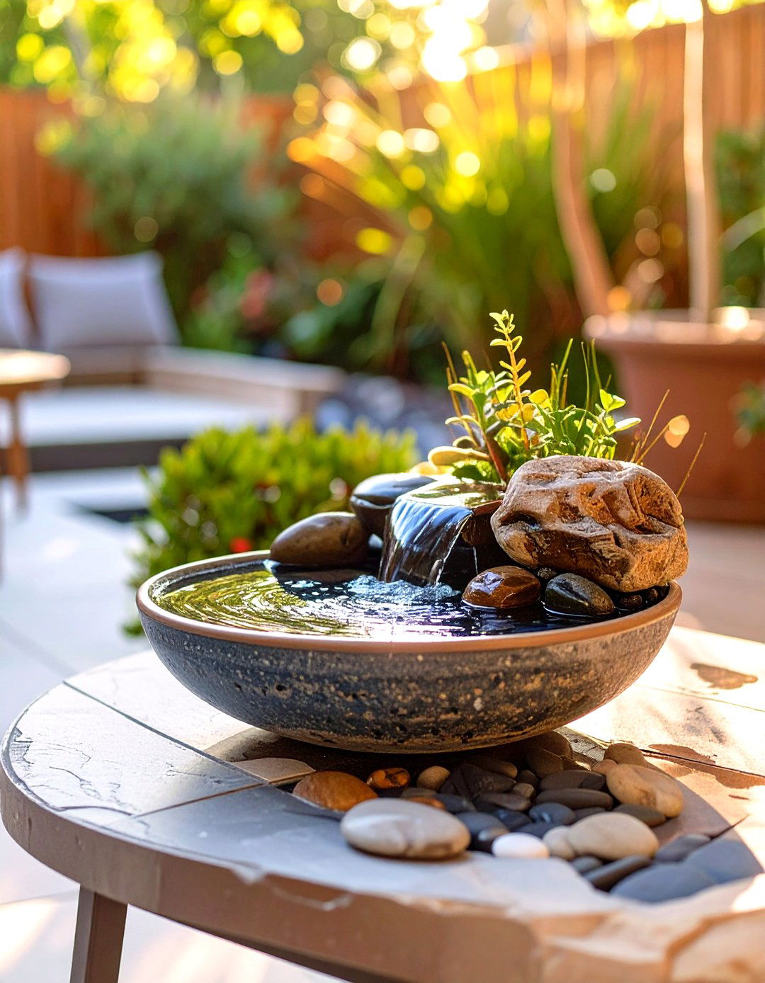 A Small Water Feature for a Patio - 30 small patio ideas on a budget
