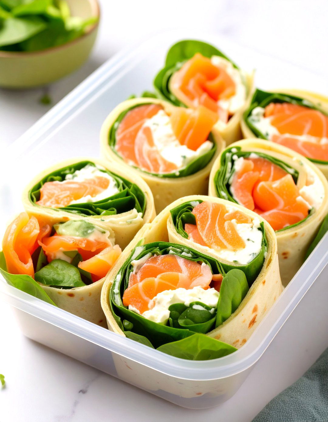 A Smoked Salmon and Cream Cheese Wrap - 30 office lunch ideas