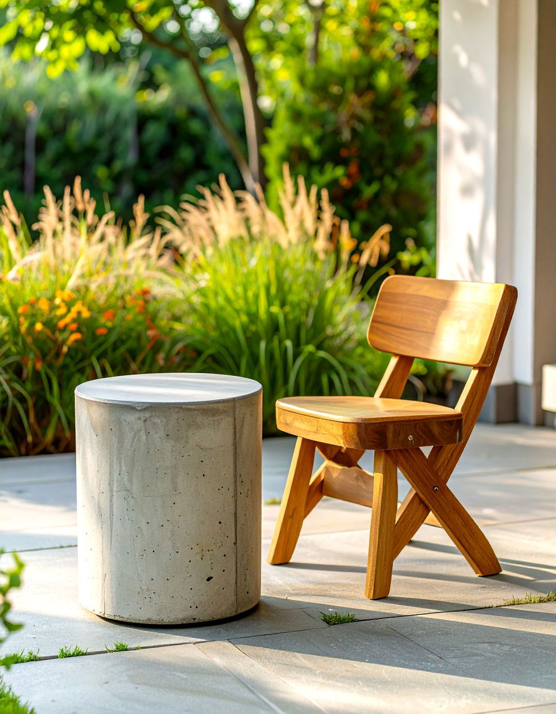 A Solid Concrete Stool - 30 small patio furniture ideas