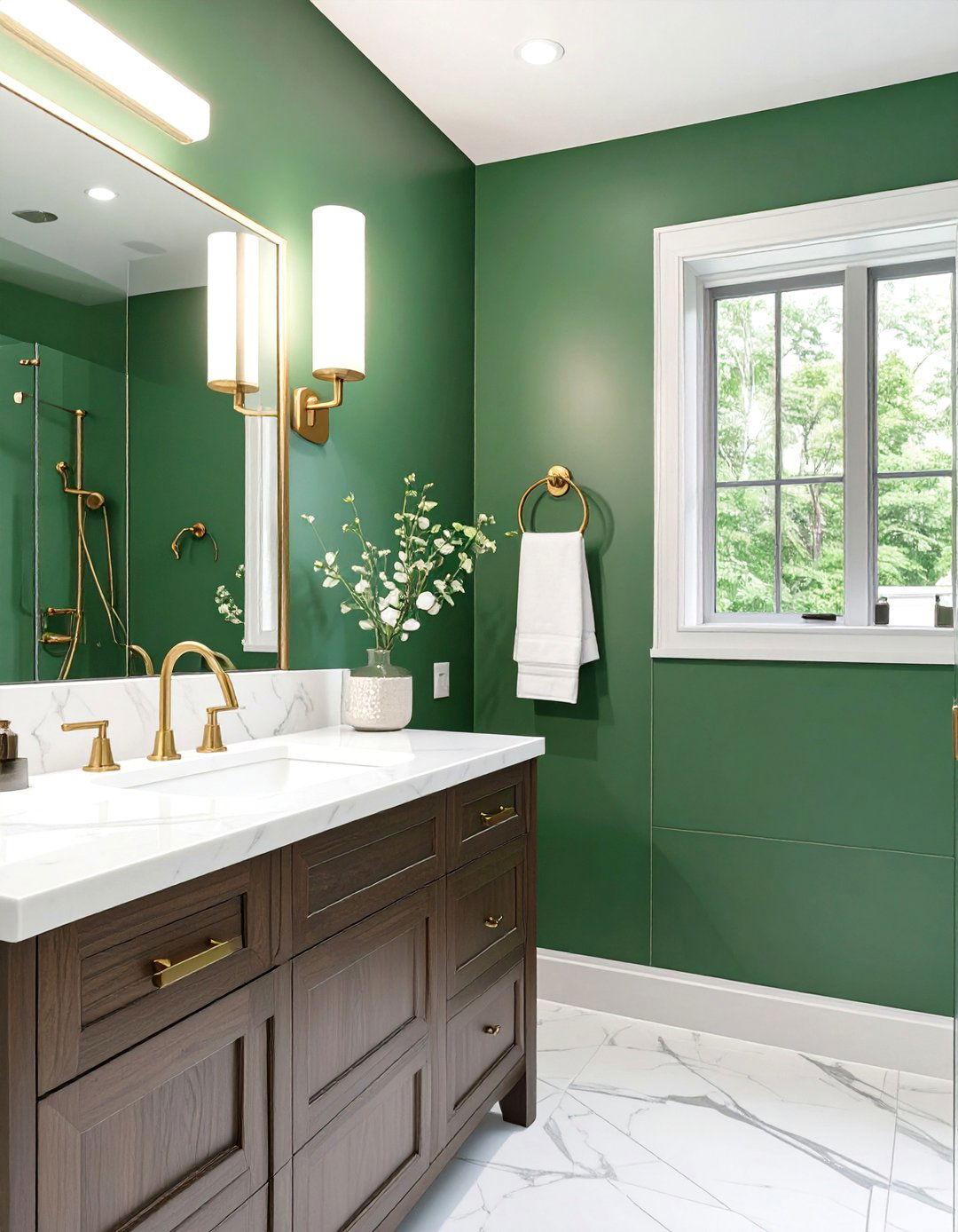 A Sophisticated Forest Green Bathroom - 30 colorful bathroom ideas