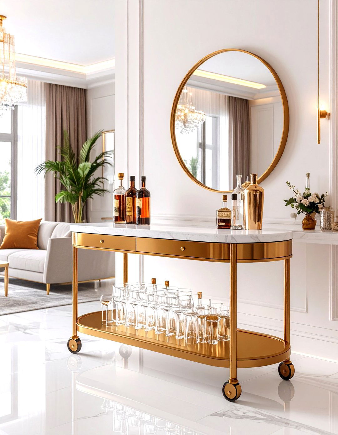 A Sophisticated Home Bar Cart - 30 living room corner ideas