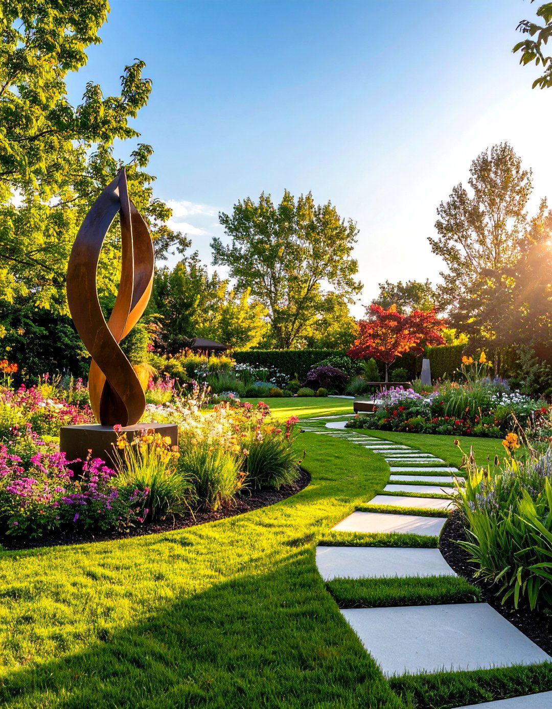 A Sophisticated Sculpture Garden - 30 large backyard landscaping ideas