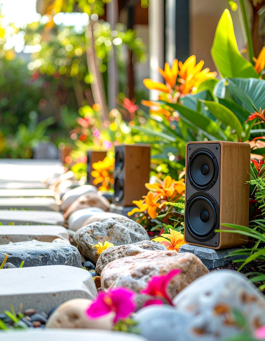 A Sound System for Ambient Tropical Noises - 30 tropical backyard ideas