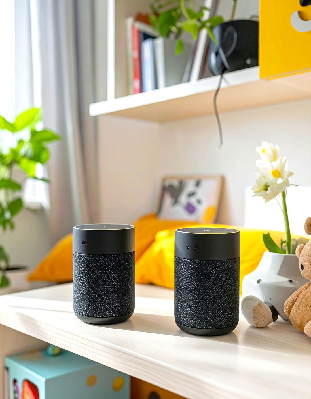 A Sound System with Smart Speakers - 30 teen room decor ideas